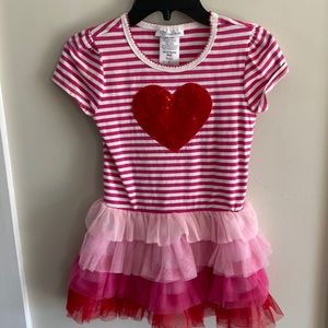 Girls striped sequin heart dress